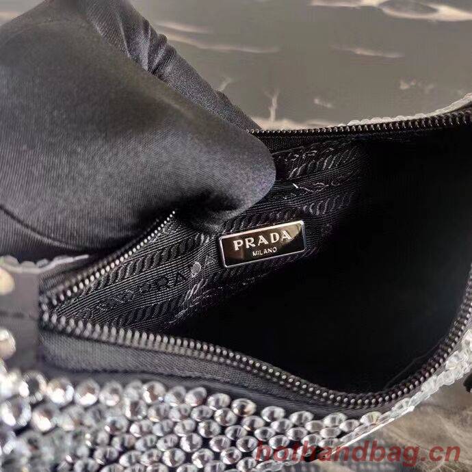 Prada Satin mini-bag with artificial crystals 1BE515Z black Prada Satin mini-bag with artificial crystals 1BE515Z black
