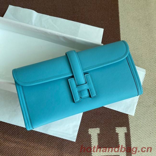 Hermes Original jige swift Leather Clutch 37088 sky blue
