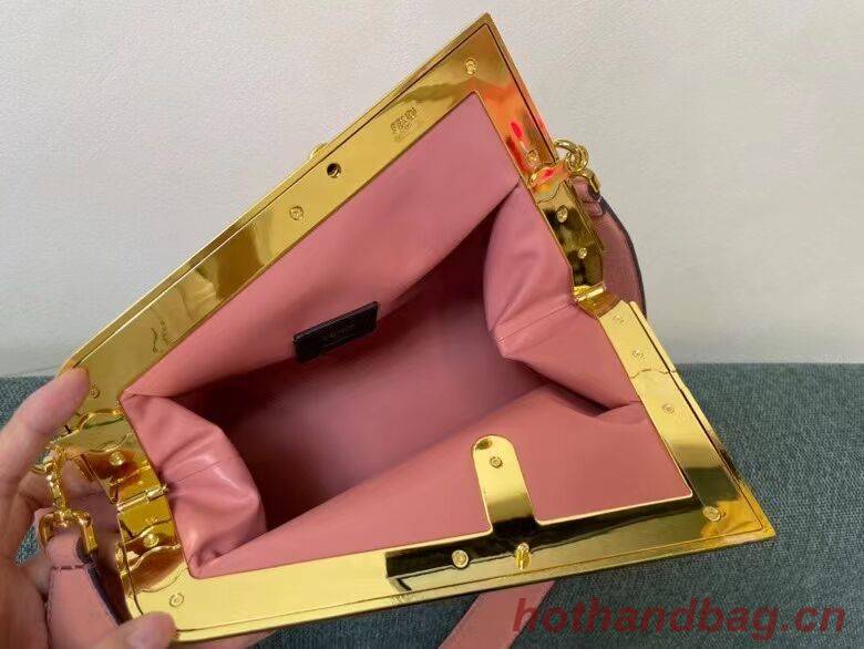 FENDI FIRST MEDIUM flannel bag with embroidery 8BP127A PINK FENDI FIRST MEDIUM flannel bag with embroidery 8BP127A PINK