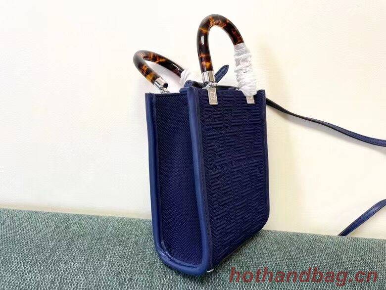 FENDI MINI SUNSHINE SHOPPER FF fabric mini-bag 8BS051AG dark blue FENDI MINI SUNSHINE SHOPPER FF fabric mini-bag 8BS051AG dark blue