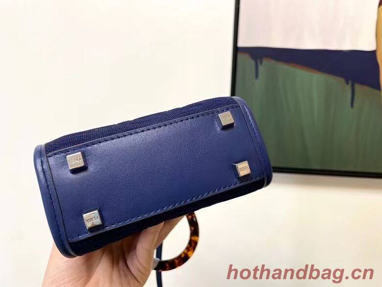 FENDI MINI SUNSHINE SHOPPER FF fabric mini-bag 8BS051AG dark blue FENDI MINI SUNSHINE SHOPPER FF fabric mini-bag 8BS051AG dark blue