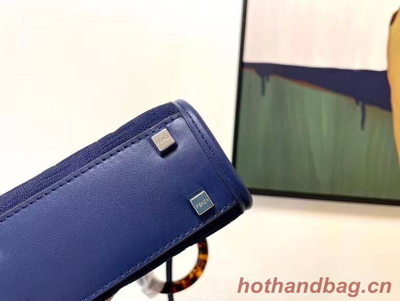 FENDI MINI SUNSHINE SHOPPER FF fabric mini-bag 8BS051AG dark blue FENDI MINI SUNSHINE SHOPPER FF fabric mini-bag 8BS051AG dark blue