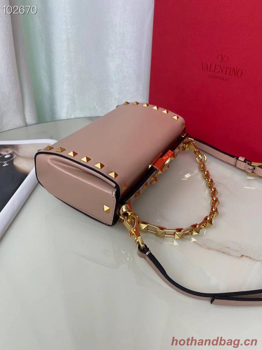 VALENTINO GARAVANI Rockstud Alcove Grain calf shoulder bag V0189 pink VALENTINO GARAVANI Rockstud Alcove Grain calf shoulder bag V0189 pink