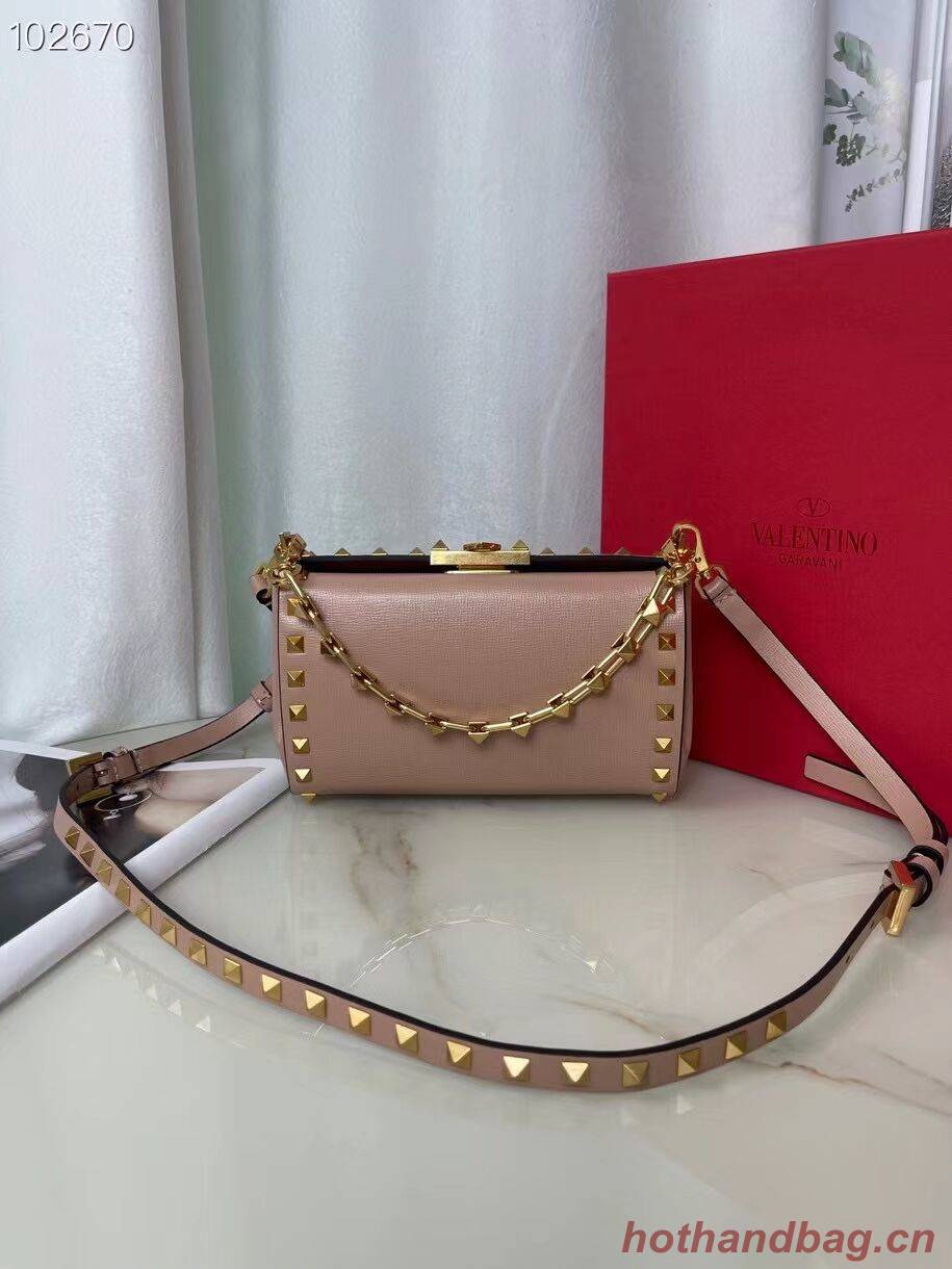 VALENTINO GARAVANI Rockstud Alcove Grain calf shoulder bag V0189 pink VALENTINO GARAVANI Rockstud Alcove Grain calf shoulder bag V0189 pink