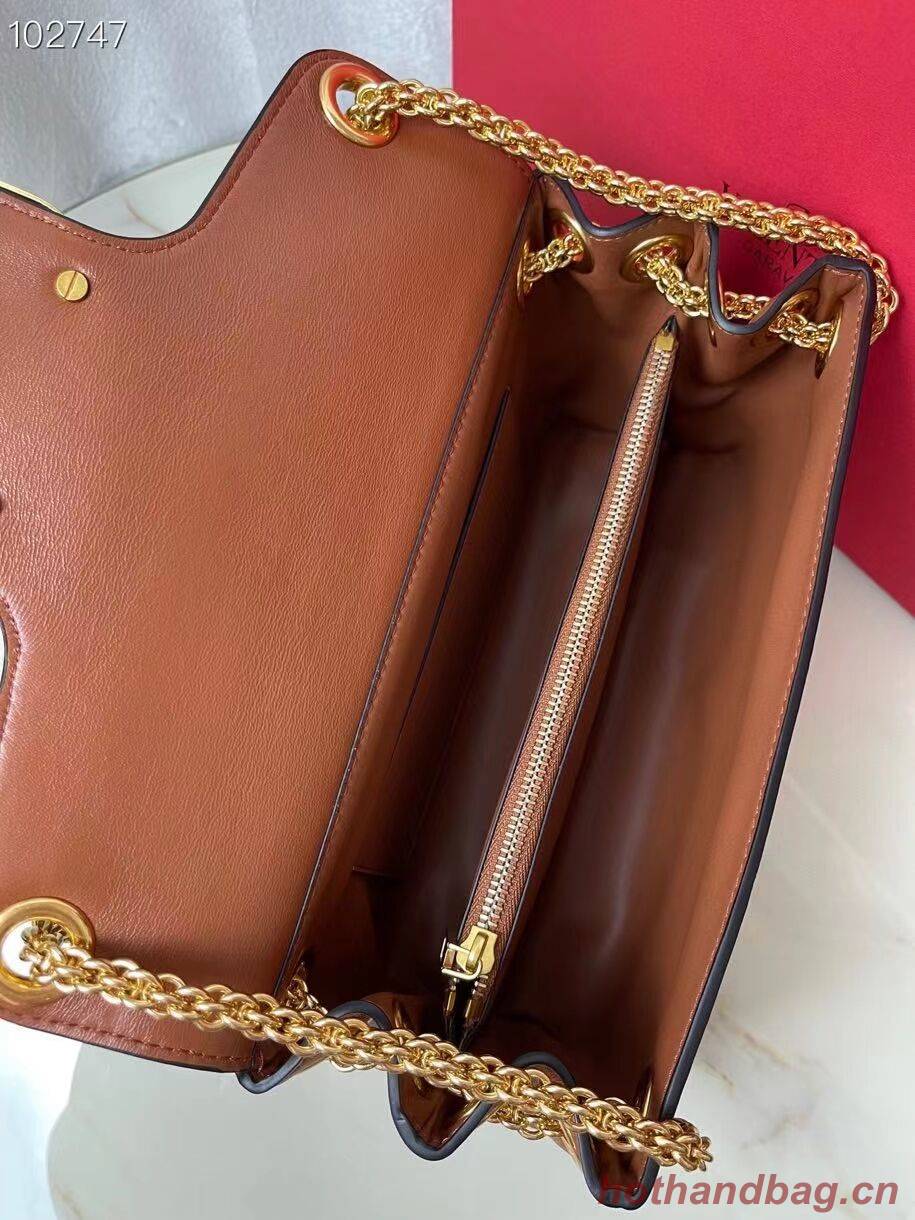 VALENTINO GARAVANI Stud Sign nappa Shoulder Bag NL098 caramel VALENTINO GARAVANI Stud Sign nappa Shoulder Bag NL098 caramel