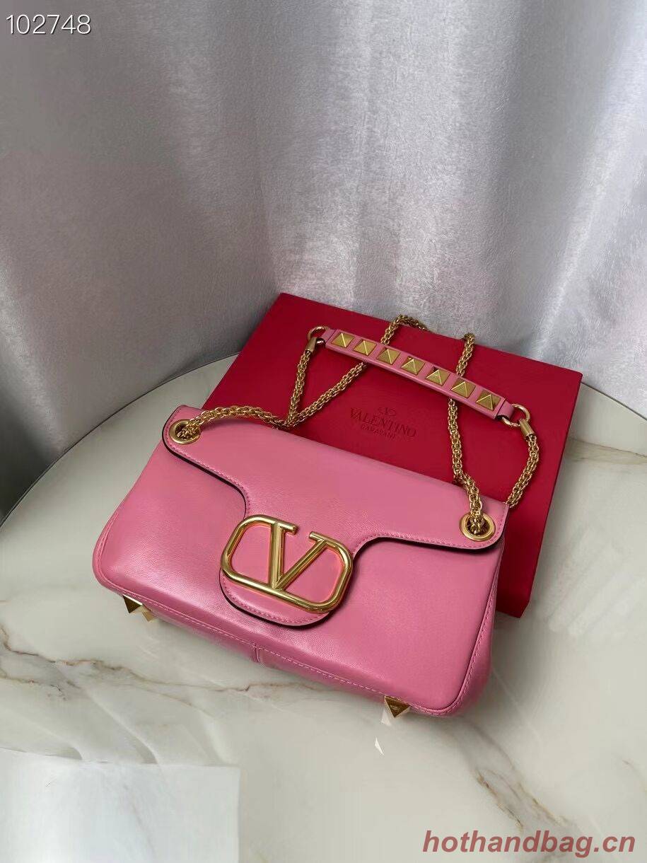 VALENTINO GARAVANI Stud Sign nappa Shoulder Bag NL098 pink VALENTINO GARAVANI Stud Sign nappa Shoulder Bag NL098 pink