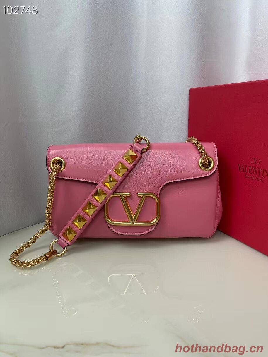 VALENTINO GARAVANI Stud Sign nappa Shoulder Bag NL098 pink VALENTINO GARAVANI Stud Sign nappa Shoulder Bag NL098 pink