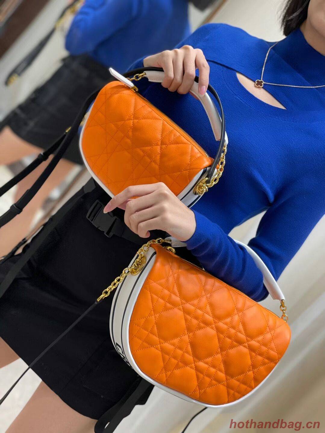 DIOR Shoulder Bag Cannage Lambskin C0617 orange DIOR Shoulder Bag Cannage Lambskin C0617 orange