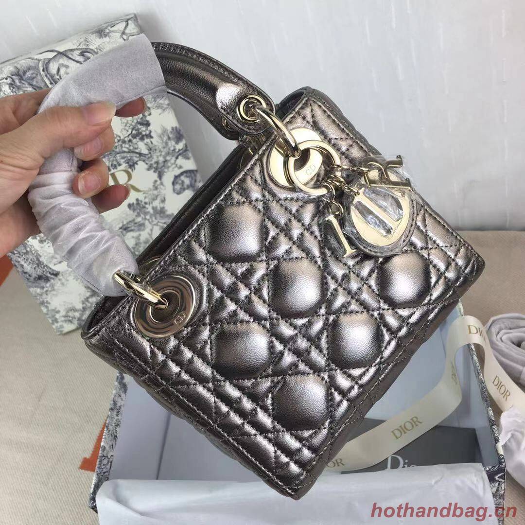 MINI LADY DIOR BAG Lambskin M0566OW silver grey&gold MINI LADY DIOR BAG Lambskin M0566OW silver grey&gold