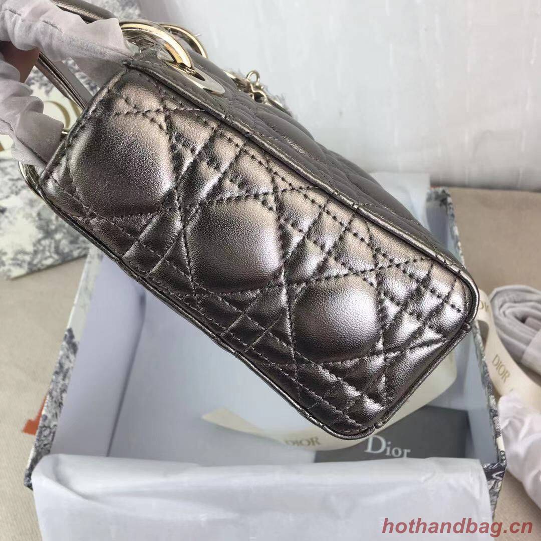 MINI LADY DIOR BAG Lambskin M0566OW silver grey&gold MINI LADY DIOR BAG Lambskin M0566OW silver grey&gold