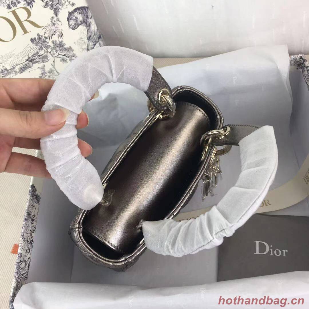 MINI LADY DIOR BAG Lambskin M0566OW silver grey&gold MINI LADY DIOR BAG Lambskin M0566OW silver grey&gold