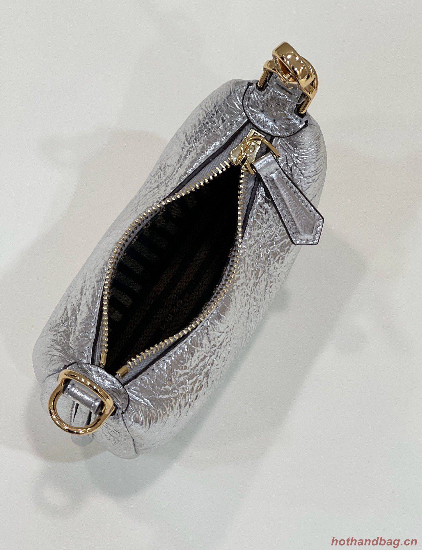 Fendi Praphy Original Leather Big FENDI Logo Mini Bag 80056S Silver Fendi Praphy Original Leather Big FENDI Logo Mini Bag 80056S Silver