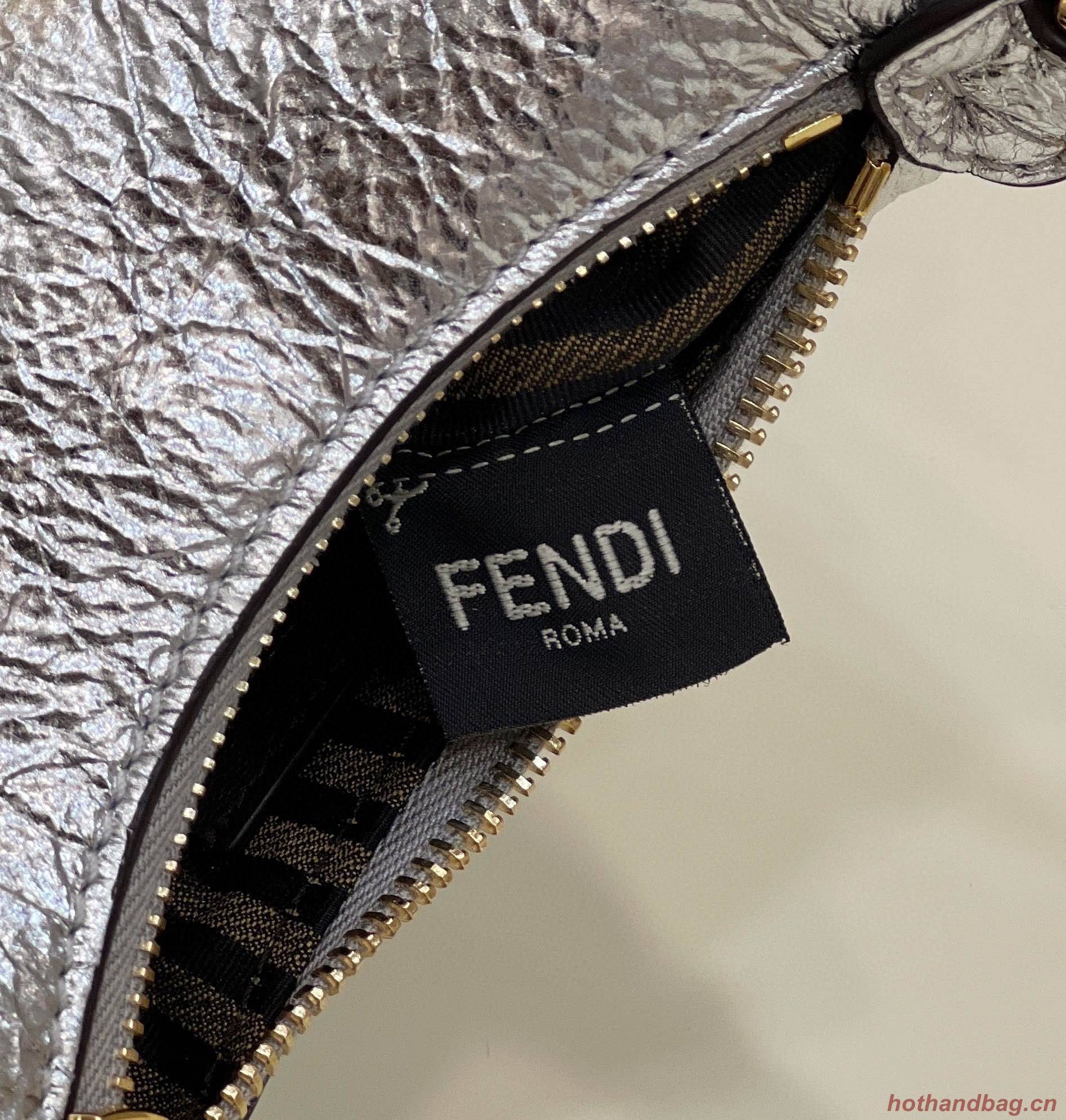 Fendi Praphy Original Leather Big FENDI Logo Mini Bag 80056S Silver Fendi Praphy Original Leather Big FENDI Logo Mini Bag 80056S Silver