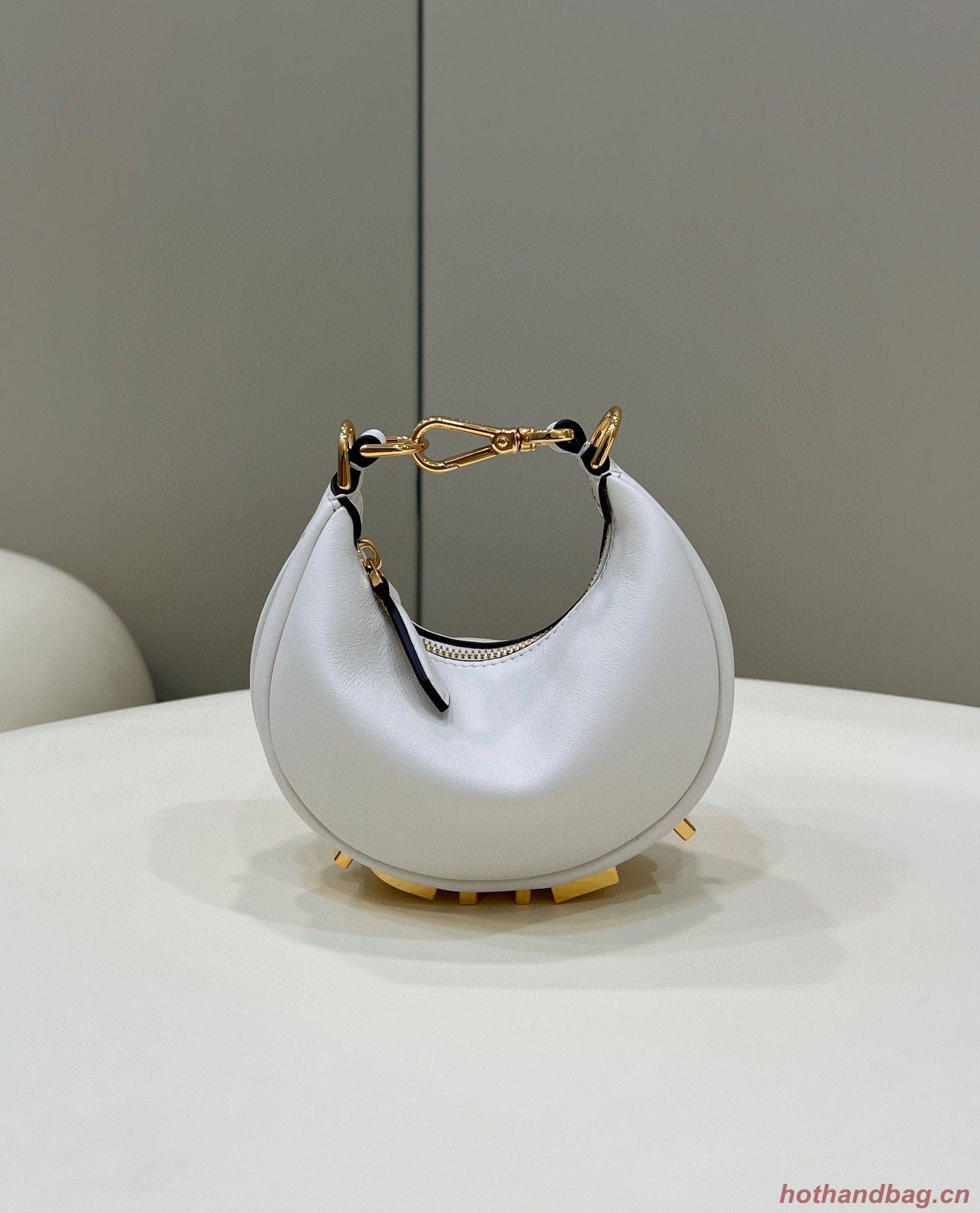 Fendi Praphy Original Leather Big FENDI Logo Mini Bag 80056S White Fendi Praphy Original Leather Big FENDI Logo Mini Bag 80056S White