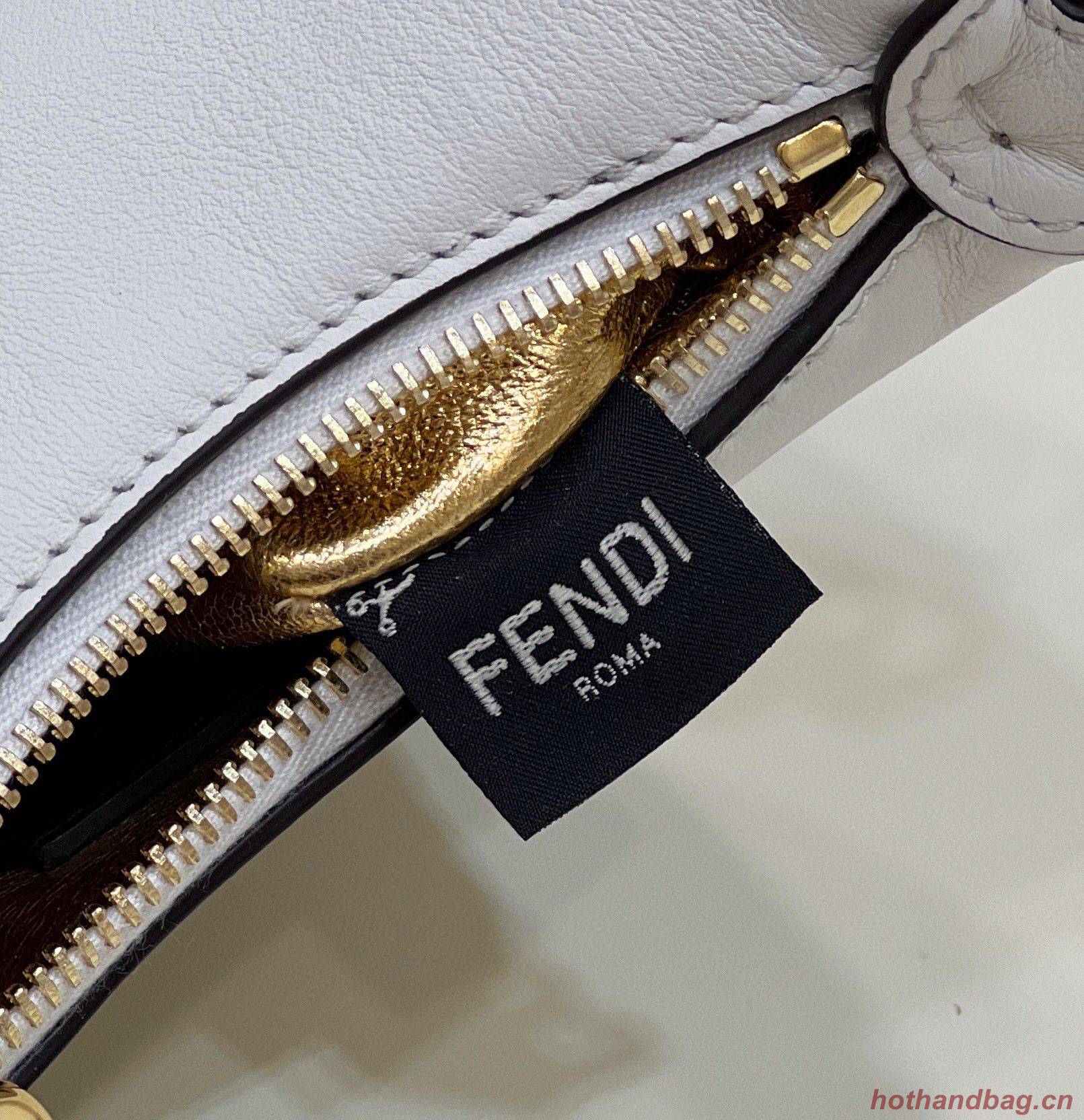 Fendi Praphy Original Leather Big FENDI Logo Mini Bag 80056S White Fendi Praphy Original Leather Big FENDI Logo Mini Bag 80056S White