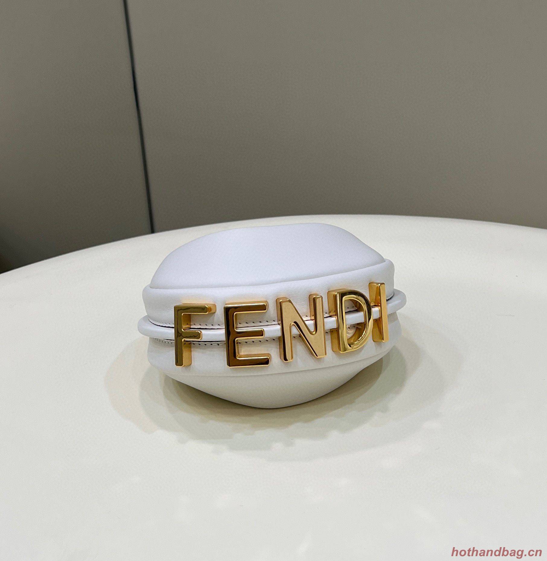 Fendi Praphy Original Leather Big FENDI Logo Mini Bag 80056S White Fendi Praphy Original Leather Big FENDI Logo Mini Bag 80056S White