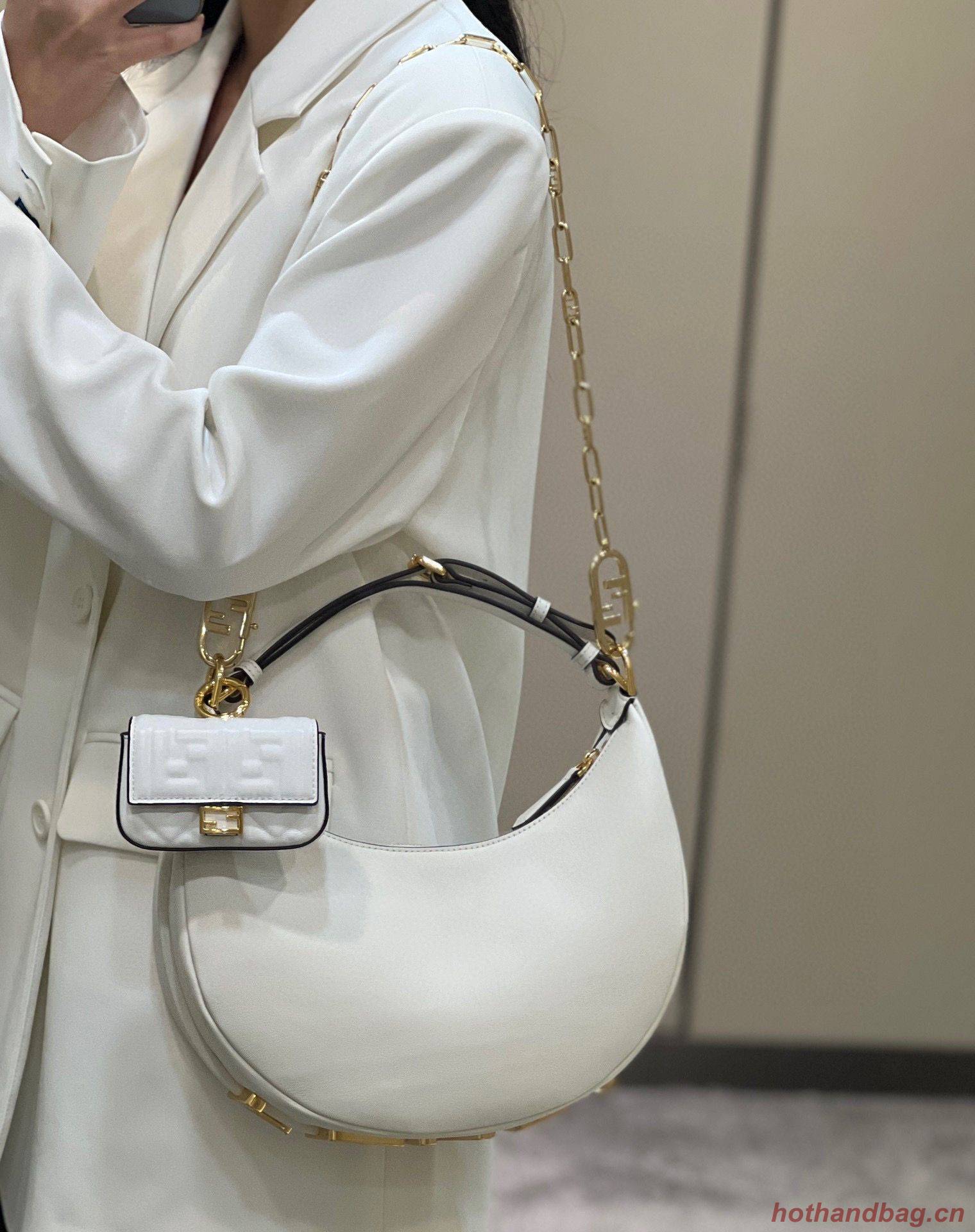 Fendi Praphy Original Leather Big Logo Bag 80056M White Fendi Praphy Original Leather Big Logo Bag 80056M White