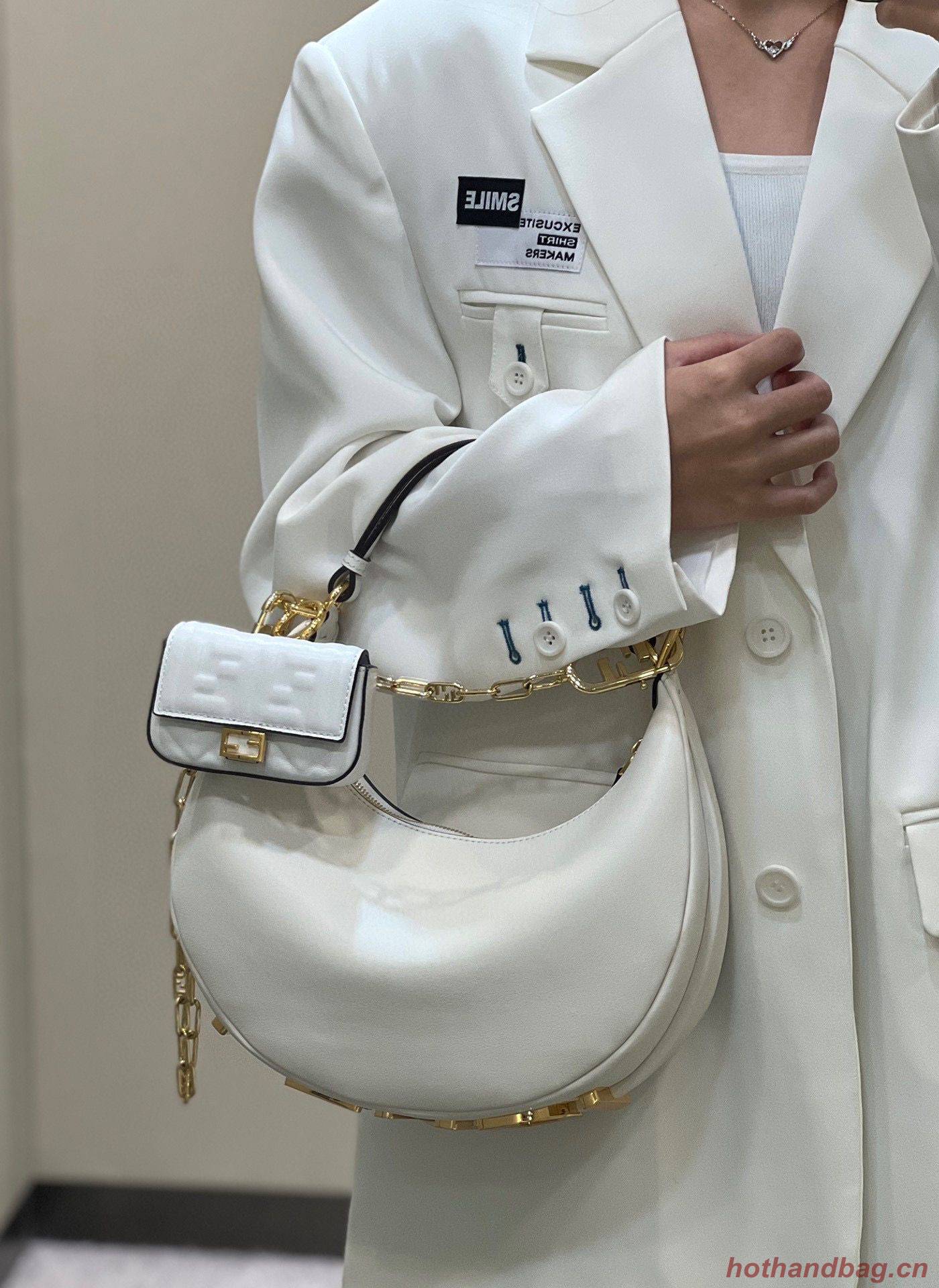 Fendi Praphy Original Leather Big Logo Bag 80056M White Fendi Praphy Original Leather Big Logo Bag 80056M White