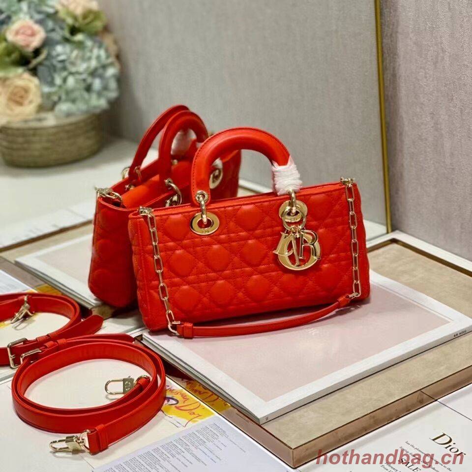 MEDIUM LADY DIOR BAG Cannage Lambskin C2820 red orange MEDIUM LADY DIOR BAG Cannage Lambskin C2820 red orange