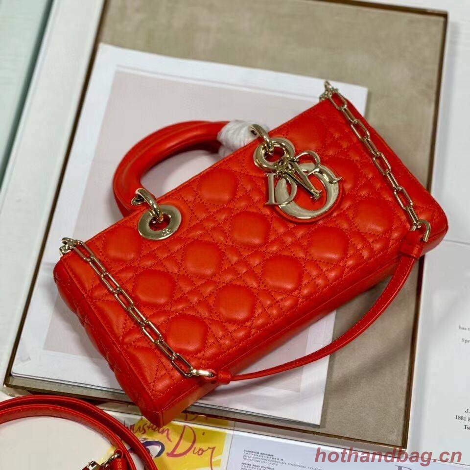 MEDIUM LADY DIOR BAG Cannage Lambskin C2820 red orange MEDIUM LADY DIOR BAG Cannage Lambskin C2820 red orange