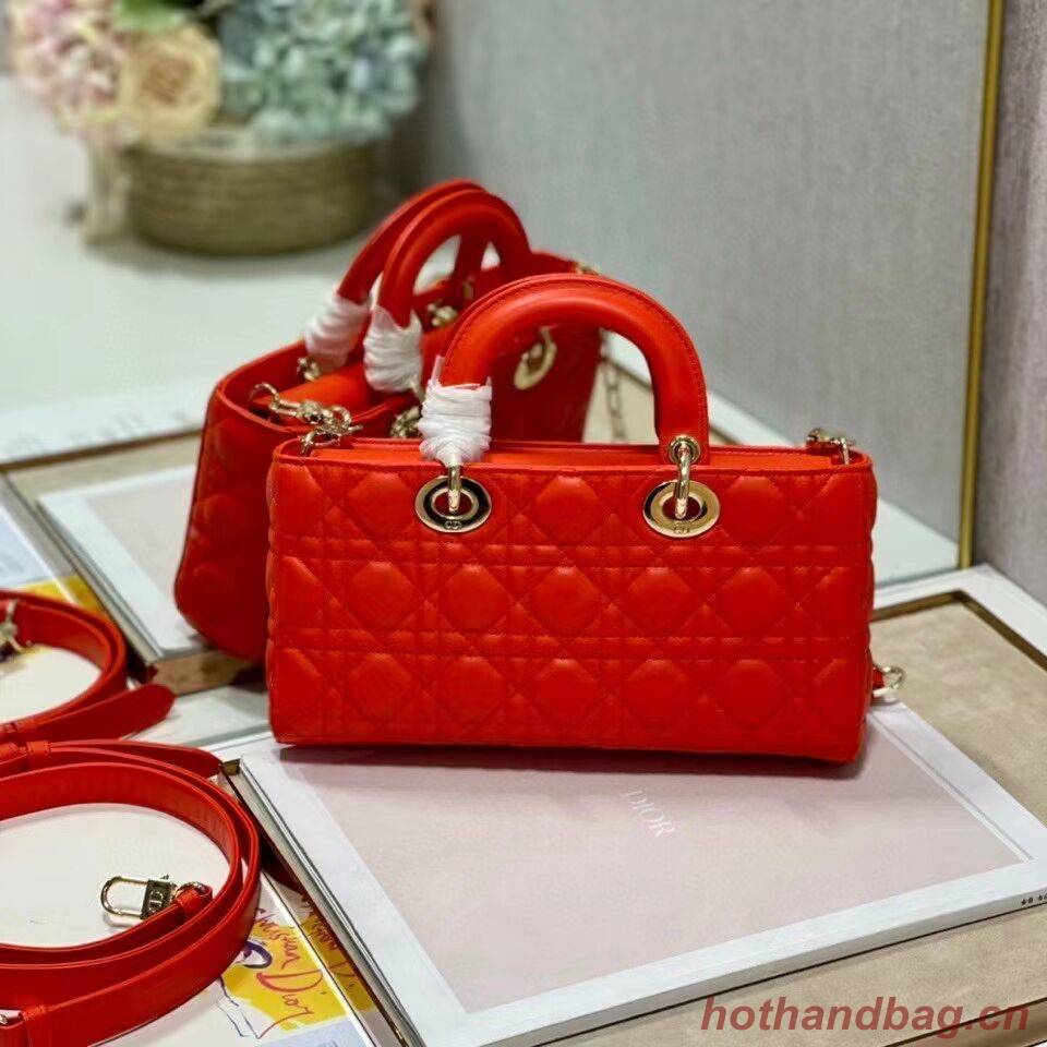 MEDIUM LADY DIOR BAG Cannage Lambskin C2820 red orange MEDIUM LADY DIOR BAG Cannage Lambskin C2820 red orange