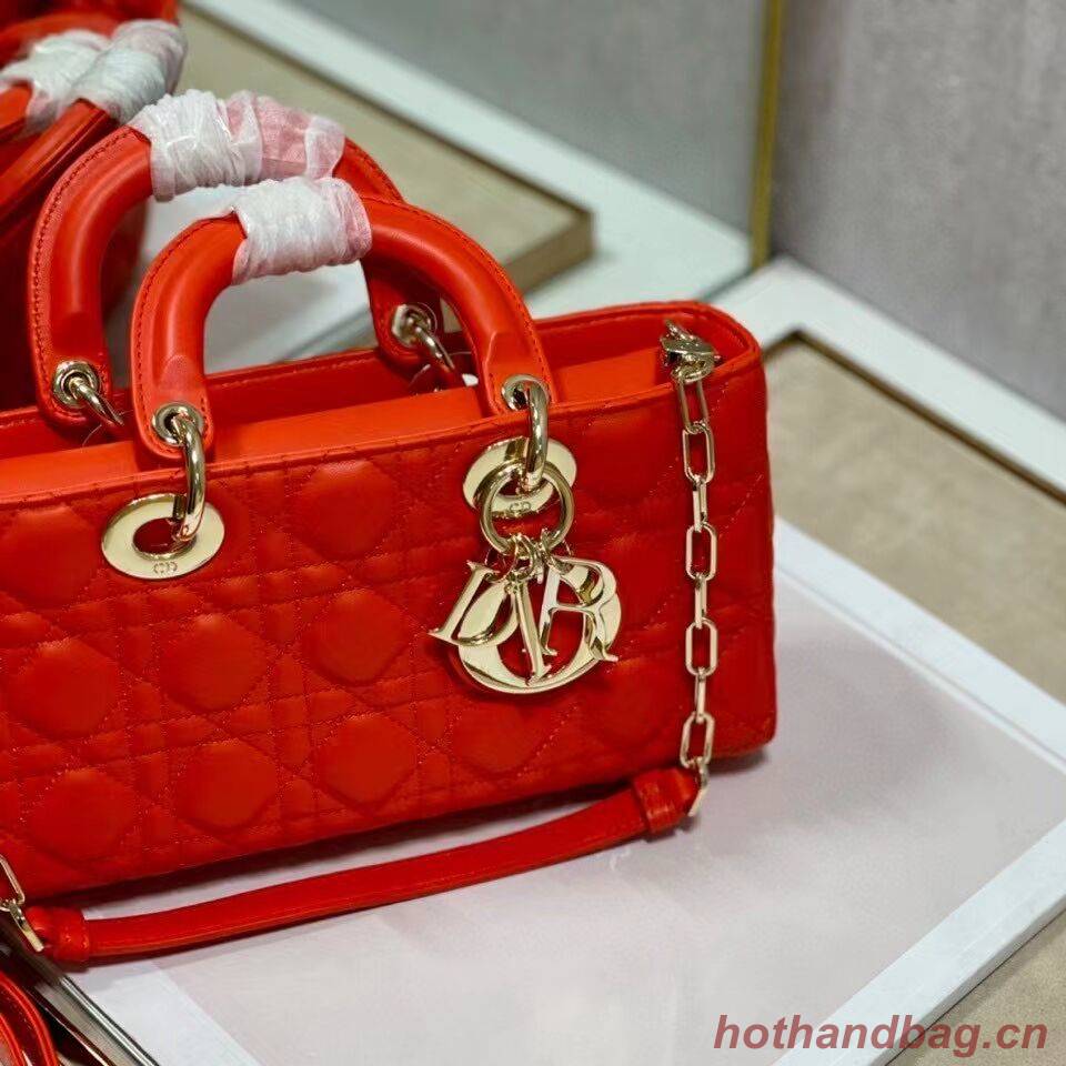MEDIUM LADY DIOR BAG Cannage Lambskin C2820 red orange MEDIUM LADY DIOR BAG Cannage Lambskin C2820 red orange