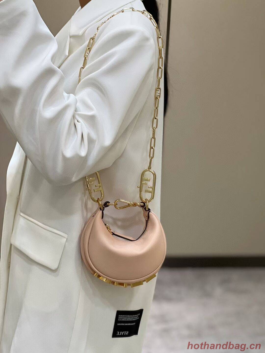 Fendi Nano Fendigraphy Pink leather charm 7AS089A Fendi Nano Fendigraphy Pink leather charm 7AS089A