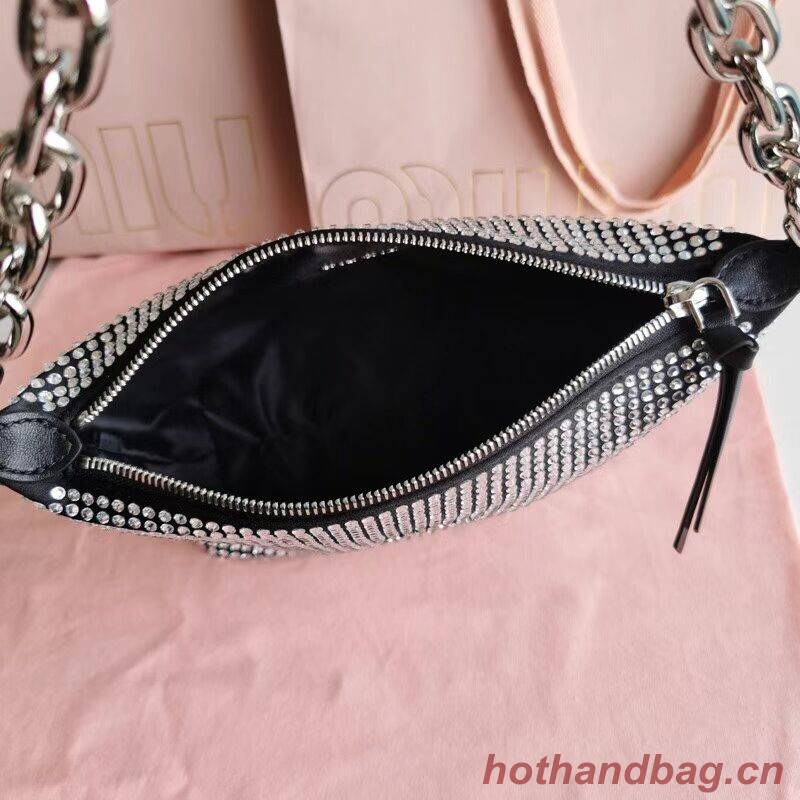 miu miu Leather Shoulder Bag 6BC203 black miu miu Leather Shoulder Bag 6BC203 black