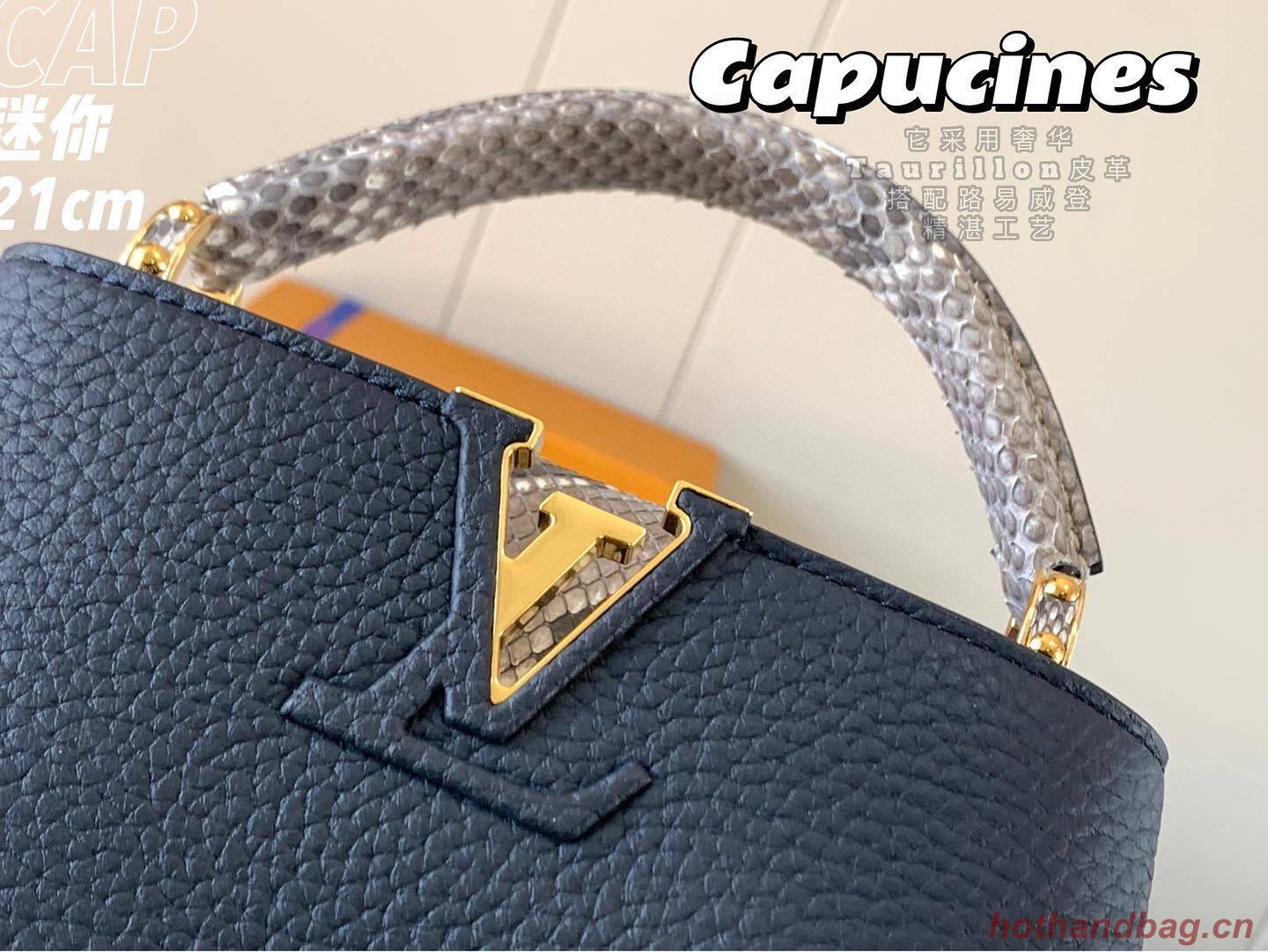 Louis Vuitton CAPUCINES PM Original Python Leather N80041 Navy Louis Vuitton CAPUCINES PM Original Python Leather N80041 Navy