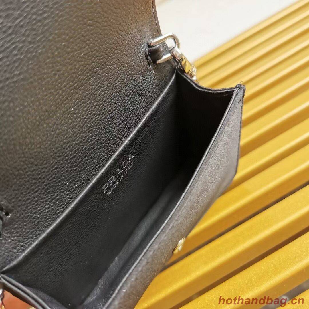 Prada leather small-bag with artificial crystals shoulder bag 1NE124 Black Prada leather small-bag with artificial crystals shoulder bag 1NE124 Black