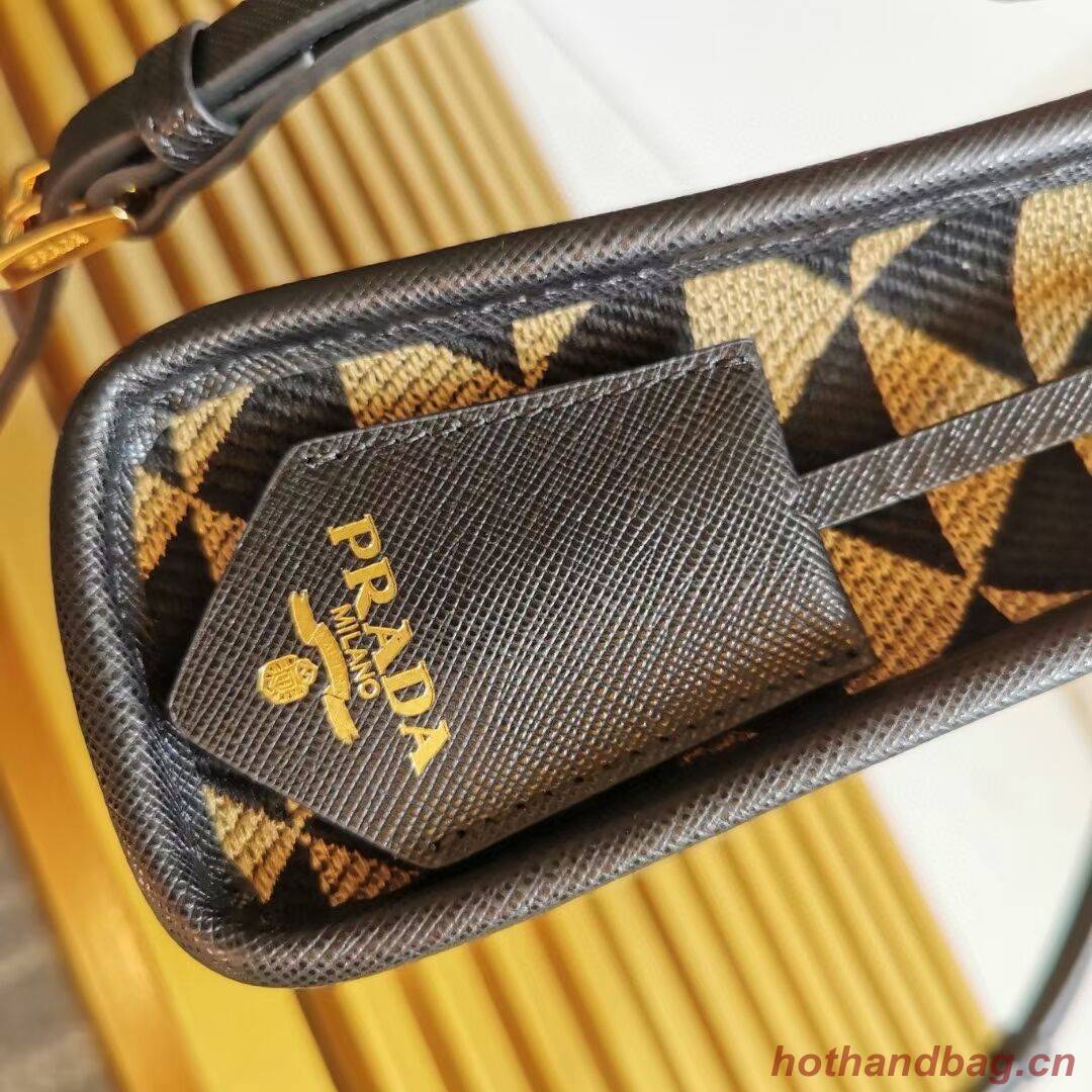 Prada Symbole jacquard fabric micro bag 1BA355 Black&Beige
