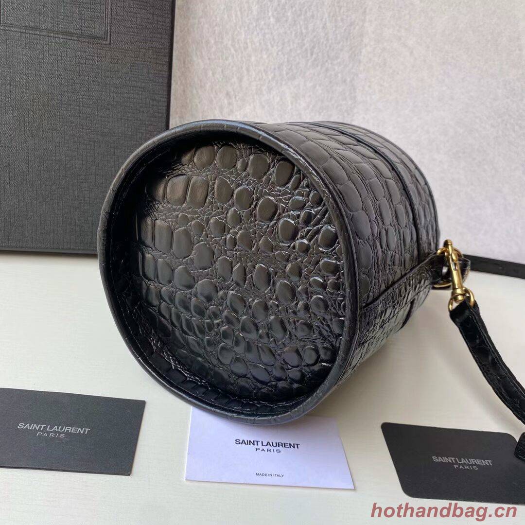 Yves Saint Laurent IN CROCODILE-EMBOSSED LACQUERED LEATHER AND LAMBSKIN Y677825 black Yves Saint Laurent IN CROCODILE-EMBOSSED LACQUERED LEATHER AND LAMBSKIN Y677825 black