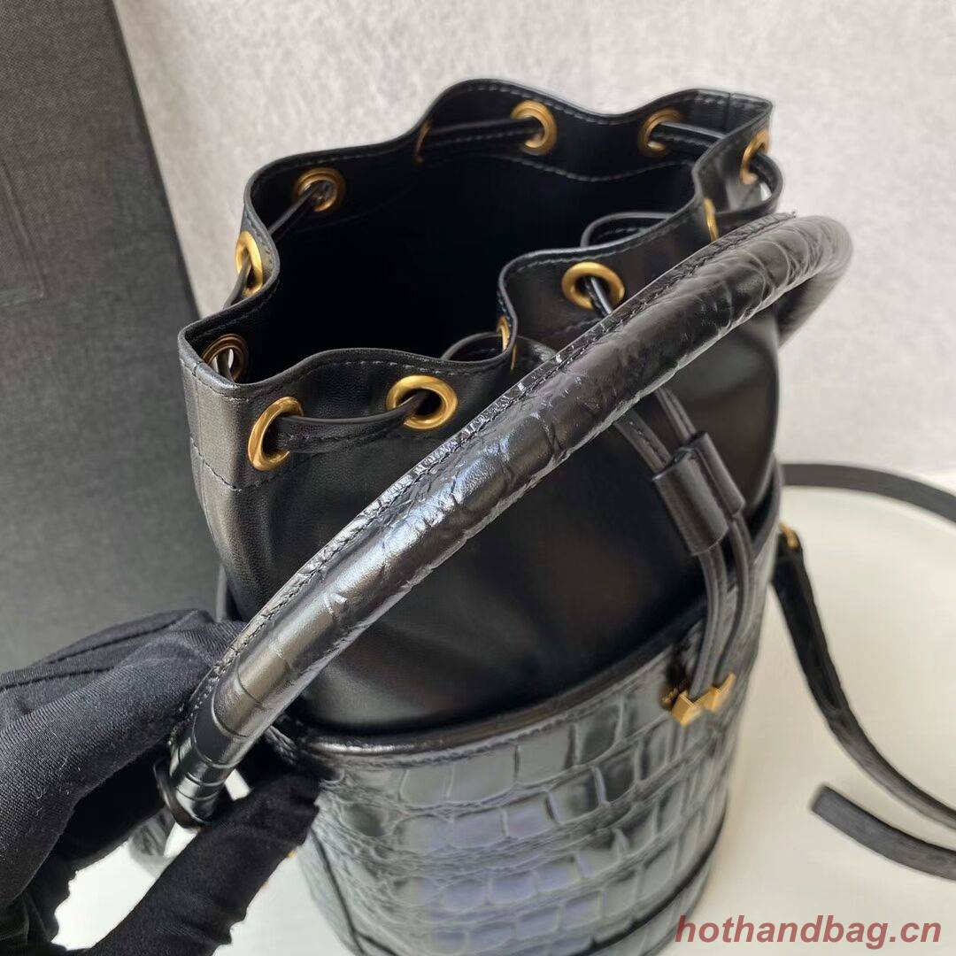 Yves Saint Laurent IN CROCODILE-EMBOSSED LACQUERED LEATHER AND LAMBSKIN Y677825 black Yves Saint Laurent IN CROCODILE-EMBOSSED LACQUERED LEATHER AND LAMBSKIN Y677825 black