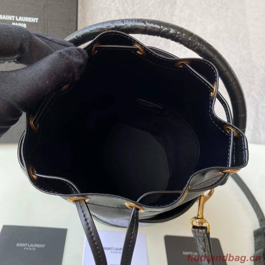 Yves Saint Laurent IN CROCODILE-EMBOSSED LACQUERED LEATHER AND LAMBSKIN Y677825 black Yves Saint Laurent IN CROCODILE-EMBOSSED LACQUERED LEATHER AND LAMBSKIN Y677825 black