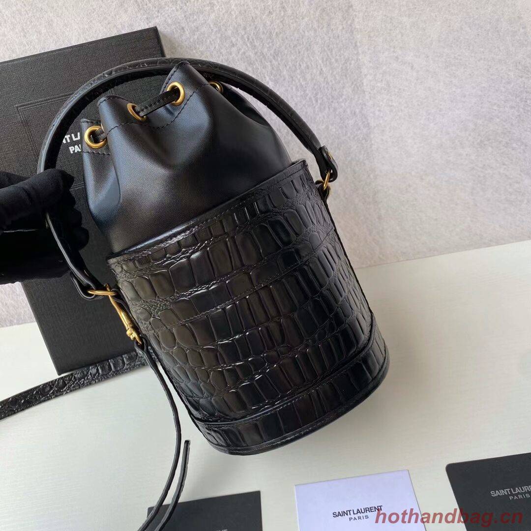 Yves Saint Laurent IN CROCODILE-EMBOSSED LACQUERED LEATHER AND LAMBSKIN Y677825 black Yves Saint Laurent IN CROCODILE-EMBOSSED LACQUERED LEATHER AND LAMBSKIN Y677825 black