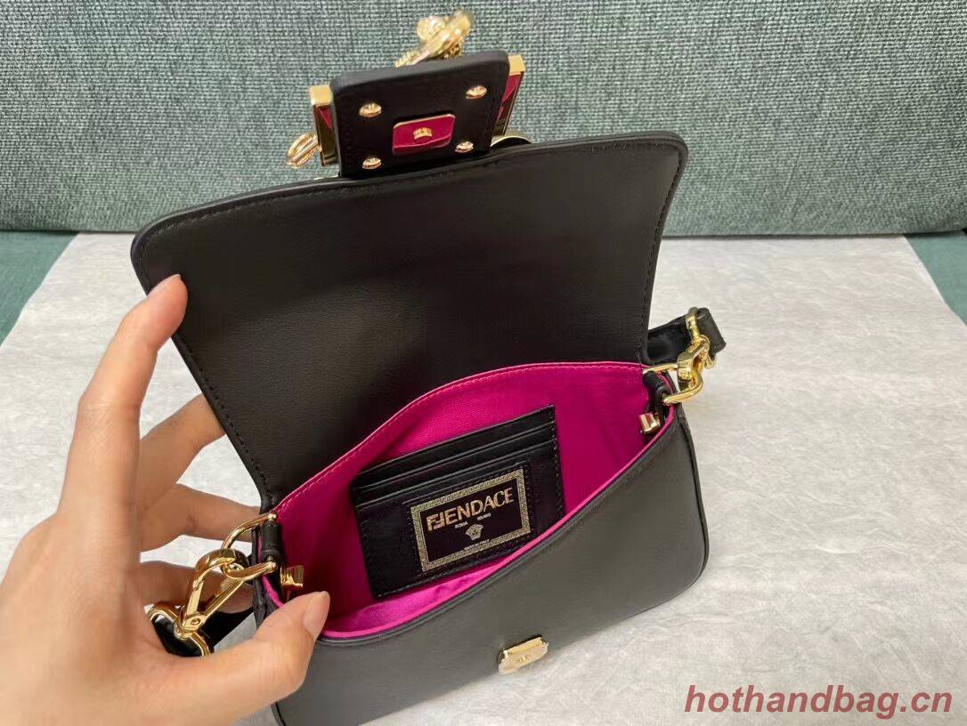 Fendi Brooch mini baguette Fendace leather bag 8BS066A black Fendi Brooch mini baguette Fendace leather bag 8BS066A black