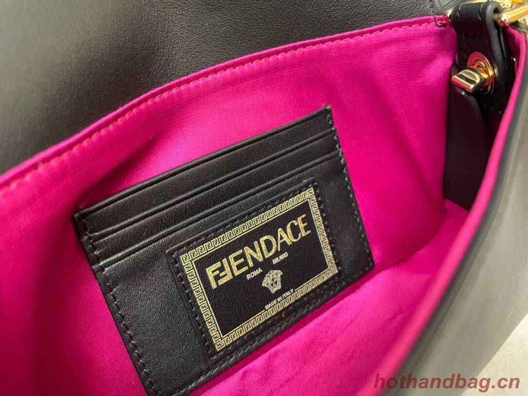 Fendi Brooch mini baguette Fendace leather bag 8BS066A black Fendi Brooch mini baguette Fendace leather bag 8BS066A black