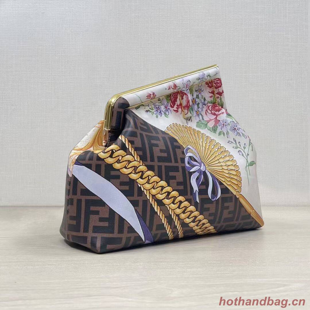 Fendi First Medium Fendace White printed silk bag 8BP127A brown Fendi First Medium Fendace White printed silk bag 8BP127A brown