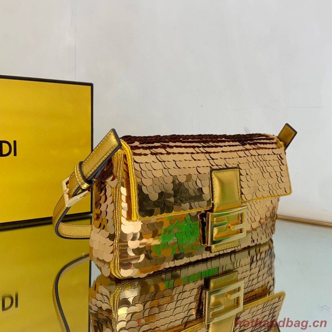 Fendi FF Baguette Gold Metal Sequin Embroidery Bag 2017 Gold Fendi FF Baguette Gold Metal Sequin Embroidery Bag 2017 Gold