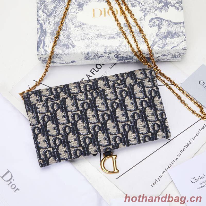 Dior SADDLE DENIM CANVAS Chain Clutch bag S5614 dark blue Dior SADDLE DENIM CANVAS Chain Clutch bag S5614 dark blue