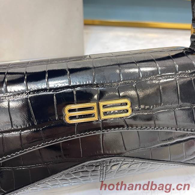 Balenciaga LINDSAY CROCODILE EMBOSSED SMALL SHOULDER BAG WITH STRAP 6009 black