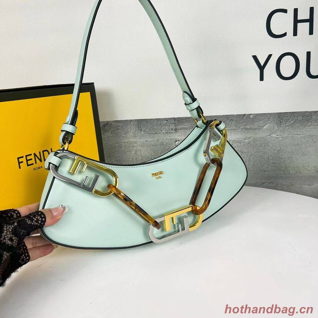 Fendi O Lock Swing Mint green leather pouch 8BS068A green Fendi O Lock Swing Mint green leather pouch 8BS068A green