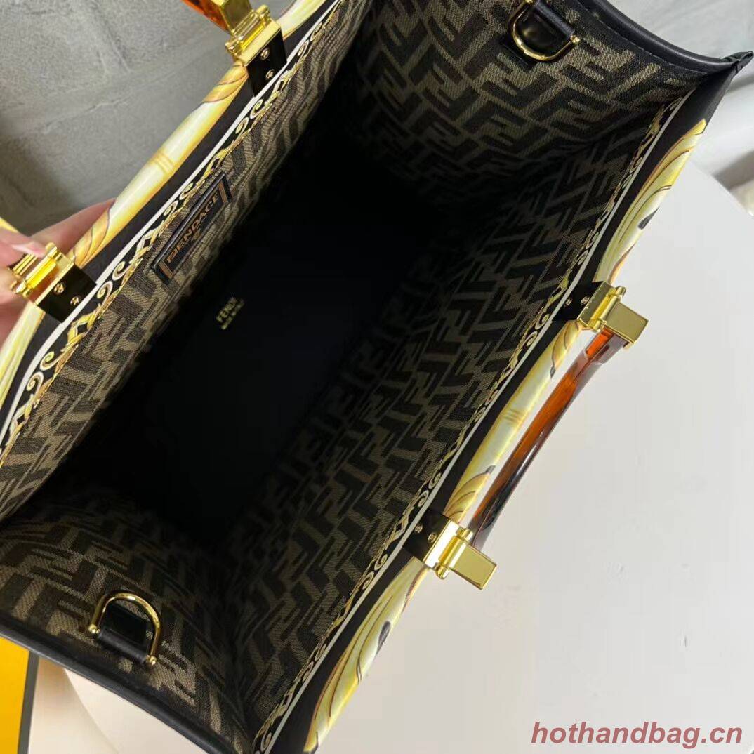 Fendi Sunshine Medium Fendace Printed white leather shopper 8BH386A-3 Fendi Sunshine Medium Fendace Printed white leather shopper 8BH386A-3