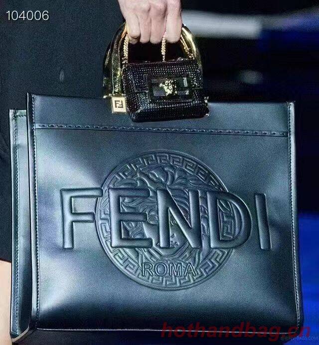 Fendi Sunshine Medium Fendace Printed black leather Logo shopper F0873 black Fendi Sunshine Medium Fendace Printed black leather Logo shopper F0873 black