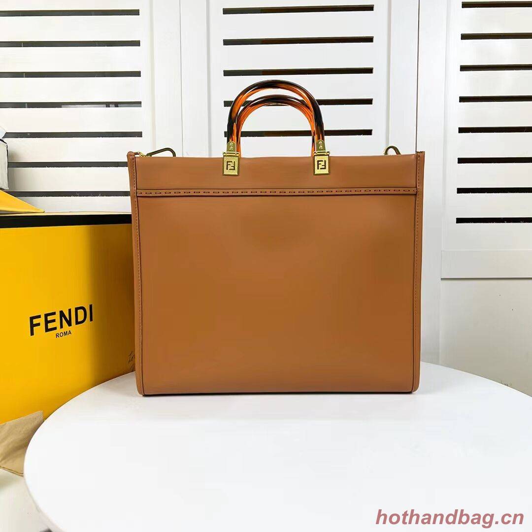 Fendi Sunshine Medium Fendace Printed black leather Logo shopper F0873 brown Fendi Sunshine Medium Fendace Printed black leather Logo shopper F0873 brown