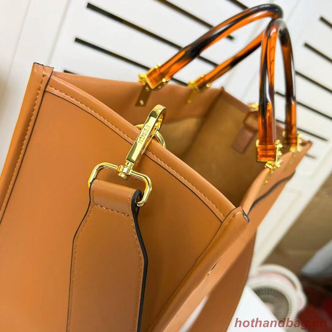 Fendi Sunshine Medium Fendace Printed black leather Logo shopper F0873 brown Fendi Sunshine Medium Fendace Printed black leather Logo shopper F0873 brown