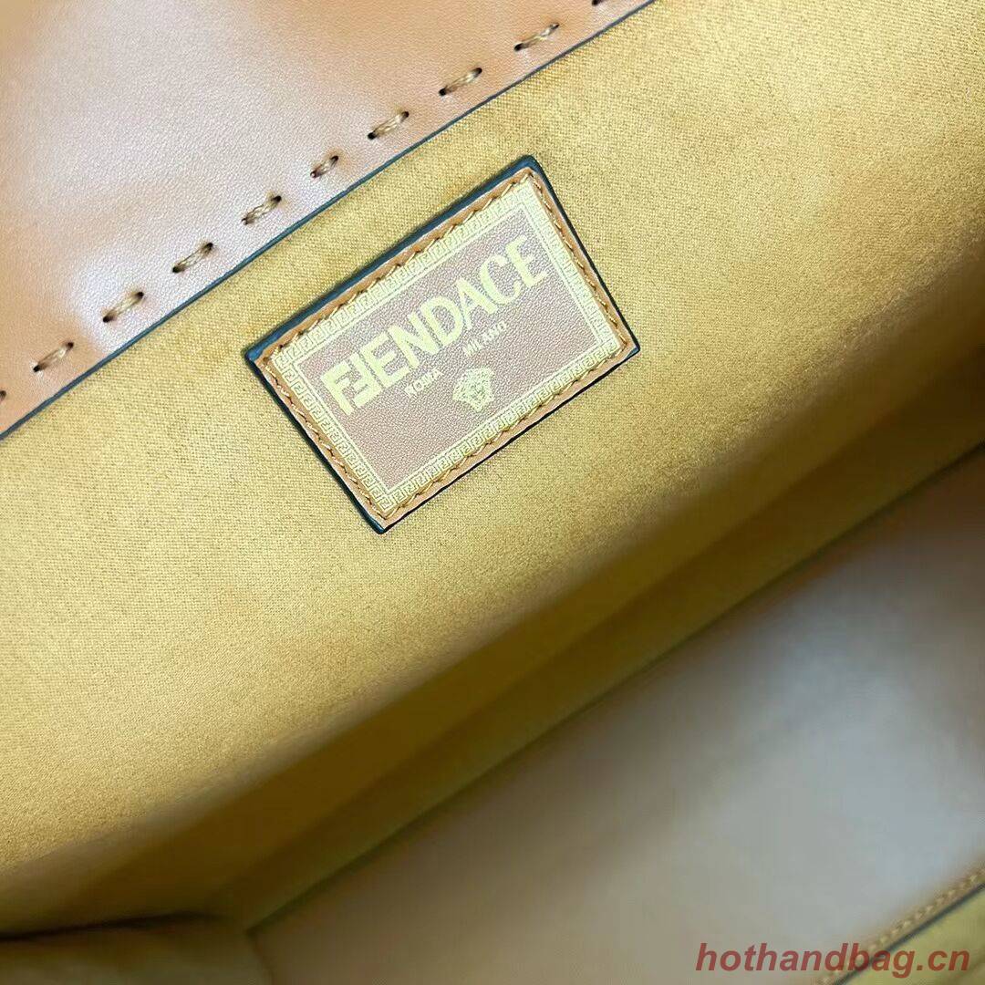 Fendi Sunshine Medium Fendace Printed black leather Logo shopper F0873 brown Fendi Sunshine Medium Fendace Printed black leather Logo shopper F0873 brown