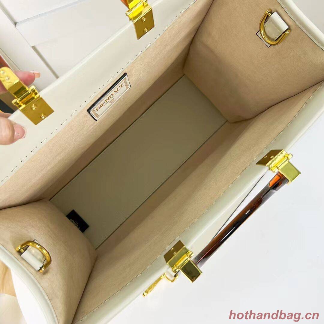 Fendi Sunshine Medium Fendace Printedleather Logo shopper F0873 white Fendi Sunshine Medium Fendace Printedleather Logo shopper F0873 white