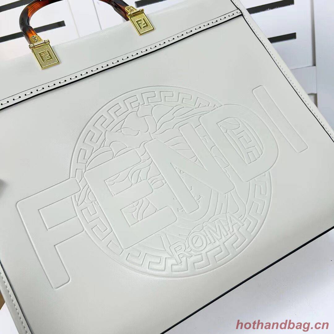 Fendi Sunshine Medium Fendace Printedleather Logo shopper F0873 white Fendi Sunshine Medium Fendace Printedleather Logo shopper F0873 white