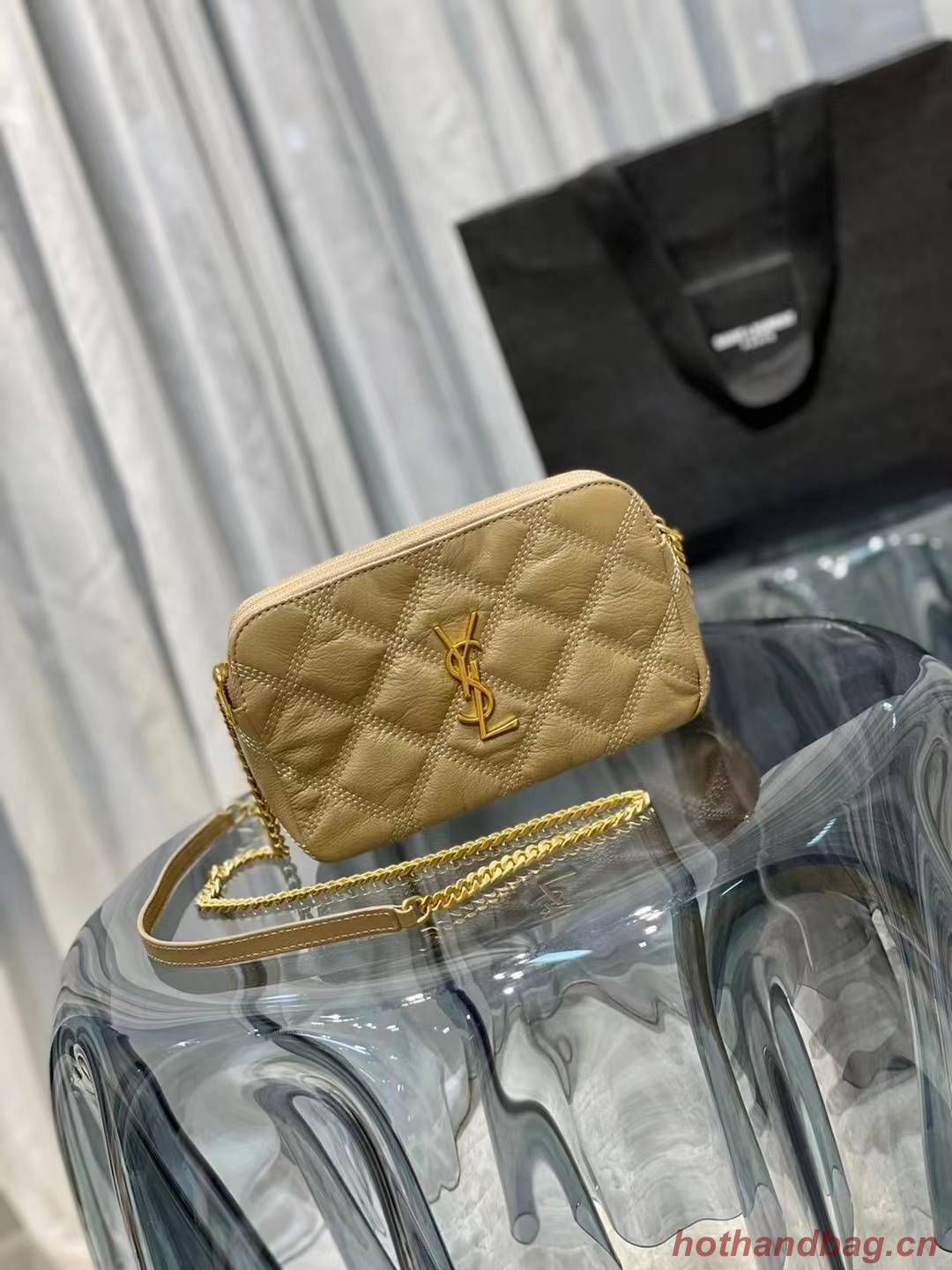 SAINT LAURENT MONOGRAM CHAIN WALLET IN LEATHER 655941 BEIGE SAINT LAURENT MONOGRAM CHAIN WALLET IN LEATHER 655941 BEIGE